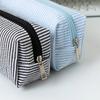 Multiunction Striped Pencil Case Water Resistant Polyester Pen Pouches Travel Cosmetics Bag For School Office Supplies