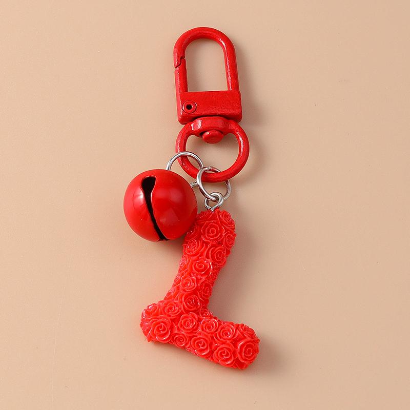 

Cute Resin Rose Flower Initial Letter Keychain Alphabet Key Ring Women Girls Handbag Pendant DIY Jewelry Accessories