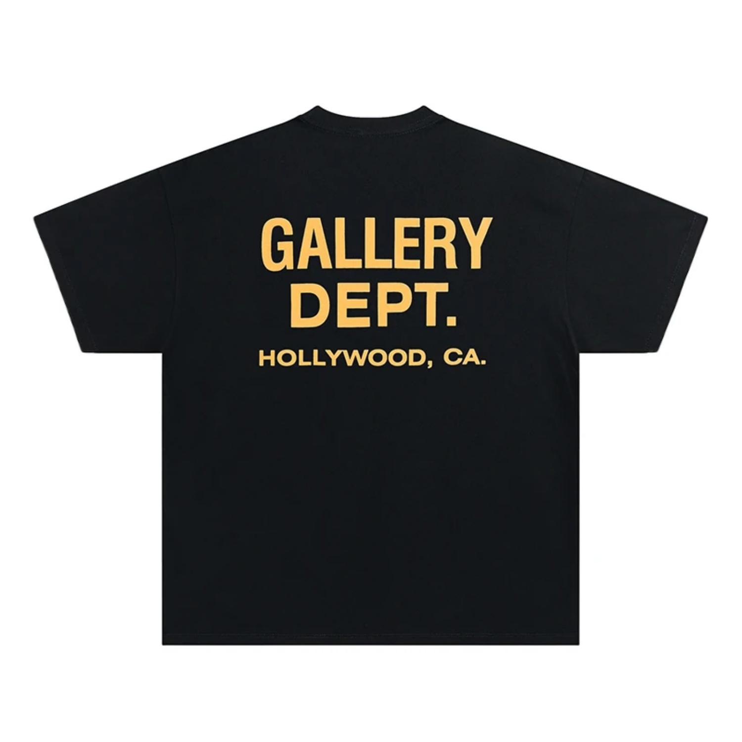

Мужская футболка GALLERY DEPT с черно-желтым принтом, уличная футболка Hollywood California, летний повседневный топ с коротким рукавом S разноцветный