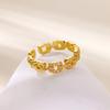 Stainless Steel Cubic Zirconia Butterfly Rings Gold Color Anti Fading Ring Women Mama Wedding Jewelry Vacation Accessories Gifts