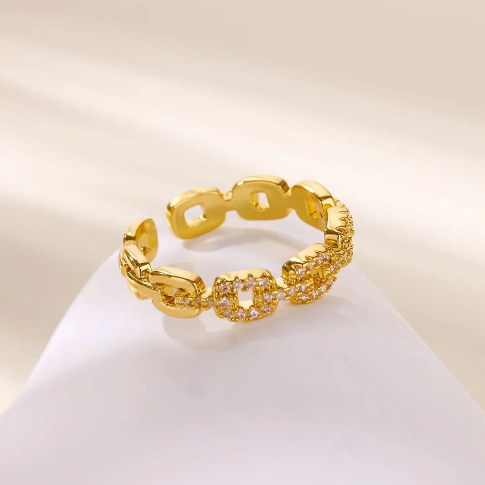 Stainless Steel Cubic Zirconia Butterfly Rings Gold Color Anti Fading Ring Women Mama Wedding Jewelry Vacation Accessories Gifts