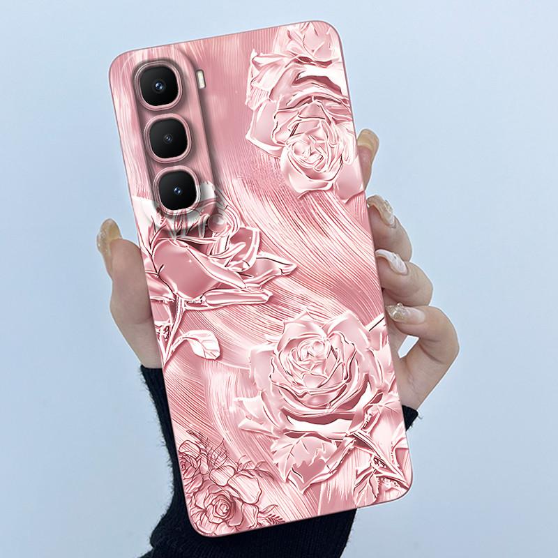 For Infinix Hot 60 Pro Plus Case Fashion Simplicity Flower Liquid Silicone Camera Protection Cover For Infinix Hot 60 Pro+ Capa