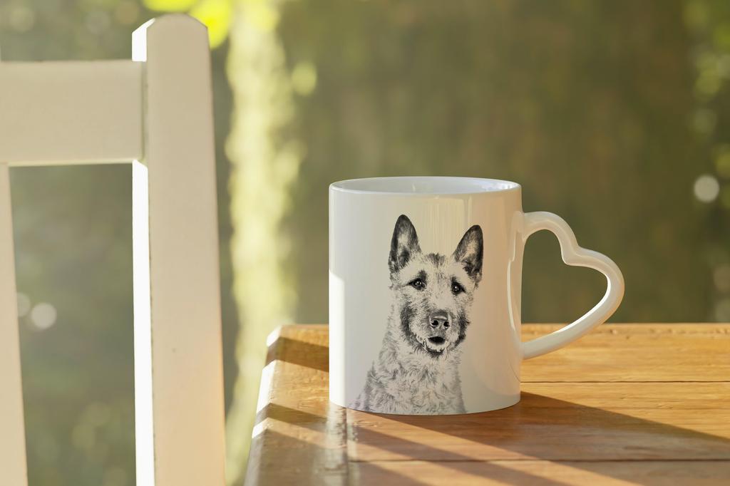 Laekenois Belgian Shepherd Dog - cup with a dog, adorable cup with a heart-shaped handle, universal gift from the Art-Dog brand
