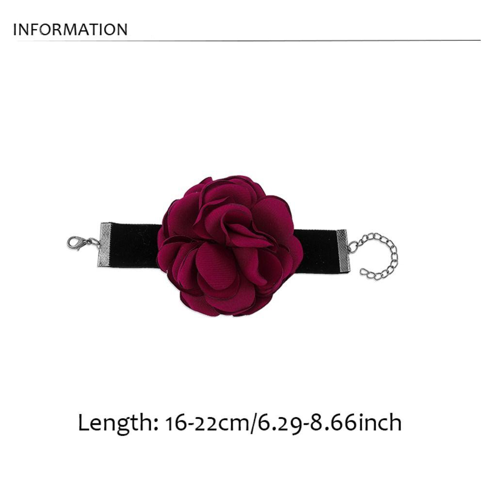 Gothic Chic Adjustable Strap Choker Women Jewelry Mesh Ribbon Bracelet Flower Clavicle Chain