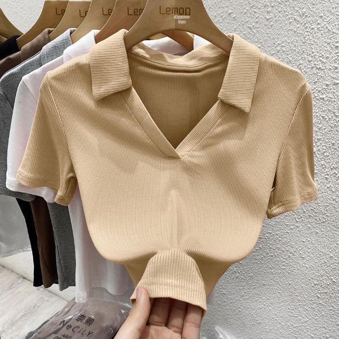 

Женская хлопковая рубашка-поло 2024 года с V-образным вырезом и длинными рукавами в стиле ретро 3XL хаки