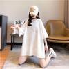 Women's European-Style Oversized 3D Letter T-Shirt with Round Neck & Half Sleeves for Summer 2026