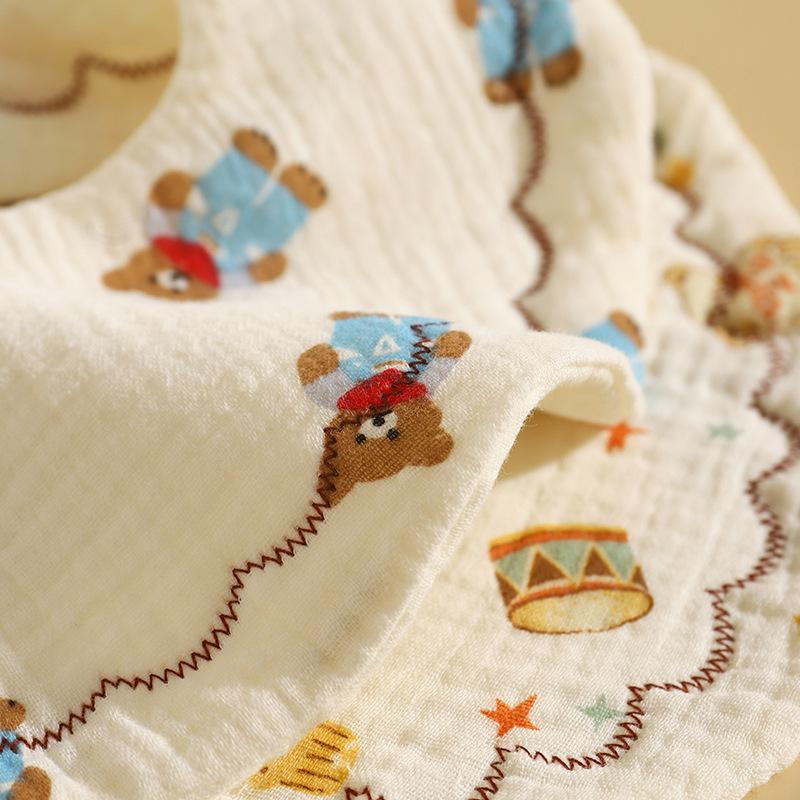 Newborn 6 Layer Gauze Bibs Ultra Soft Absorbent Anti Spit Up Cartoon Baby Drool Bibs Breathable And Comfortable For Infants