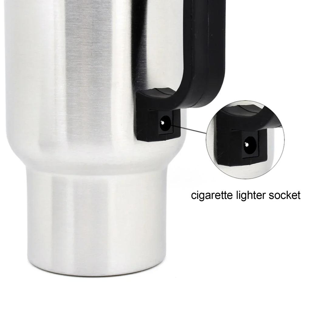 Electric Heating Car Kettle Water Coffee Milk Thermal Mug Camping Travel Kettle Vehicle Heating Cup 12V 450ml Stainless Steel
