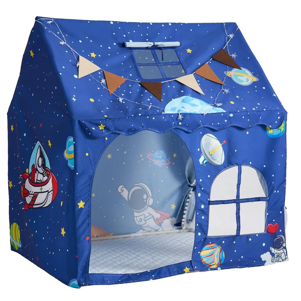 VEVOR Kinder Spielzelt PVC-Rahmen Spielhaus für Kinder mit gepolsterter Matte Blau, für Kleinkinder Mädchen Jungen, Indoor & Outdoor, Leseecke Nickerchen Bett Zelt