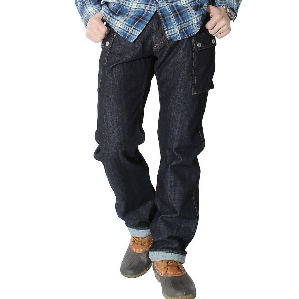 Kojima Jeans 13oz Denim Cargo Size Indigo Pants, Men's, 40,