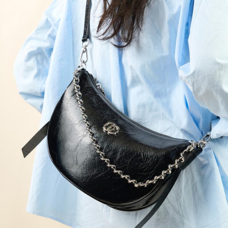 New Genuine Leather Women's Bag Versatile Sweet Ladylike With A Burst Pattern On Top Layer Cowhide One Shoulder Simple Temperament. Dumpling