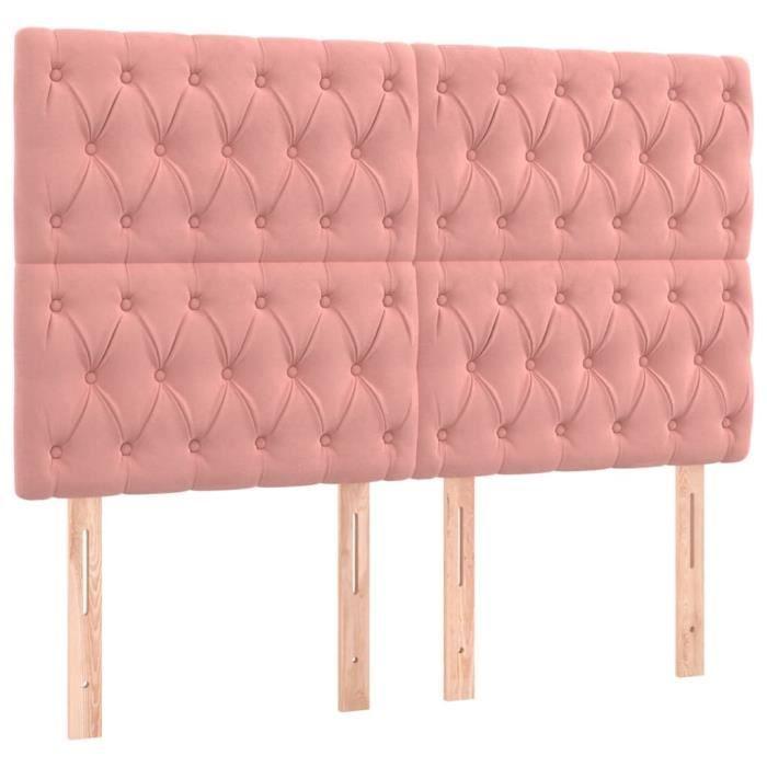 3116721 vidaXL Têtes de lit 4 pcs Rose 72x7x78-88 cm Velours