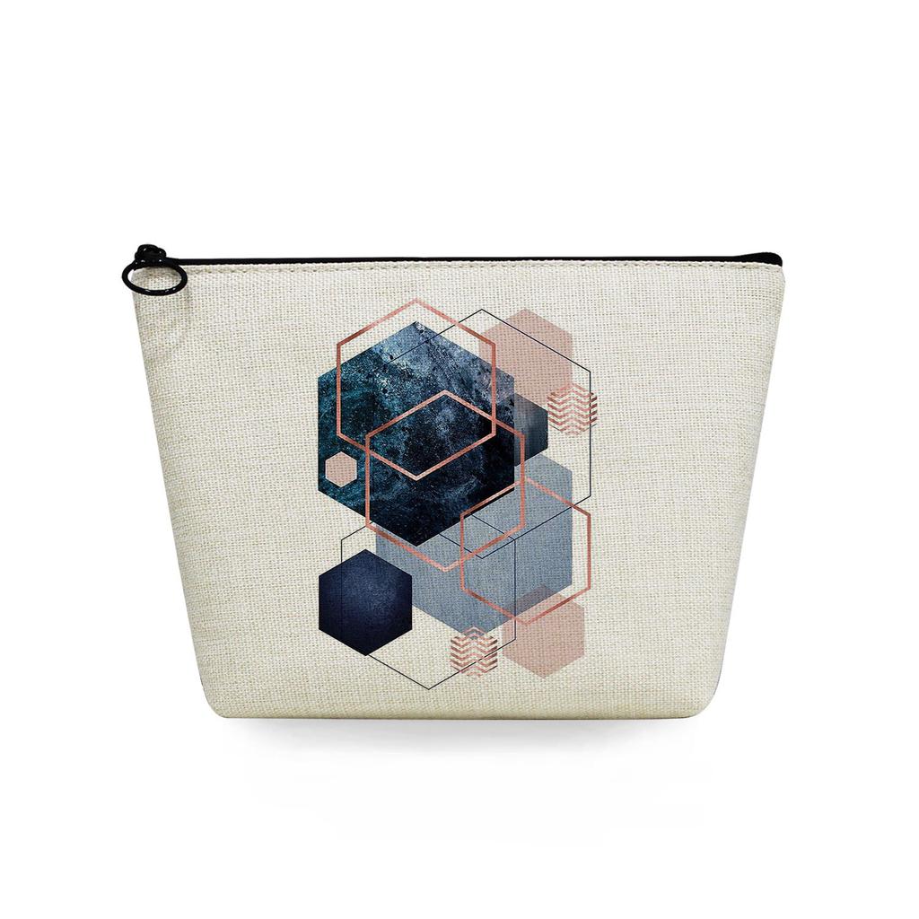 Women Geometric figure Print Cosmetic Bag Toiletries Organize Travel Storage Case 6720 KTB