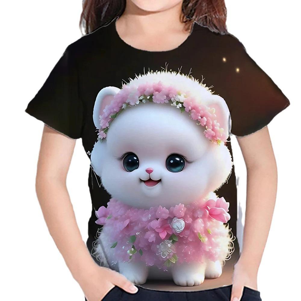 

Детская футболка с принтом Animal Series 3D, детский облегающий свитер с круглым вырезом и короткими рукавами, повседневные футболки 150