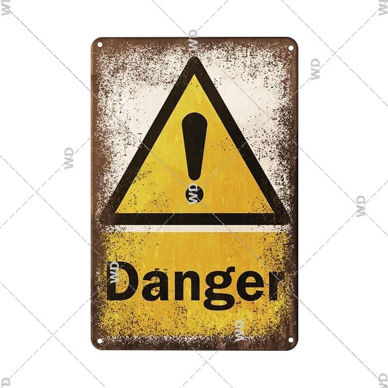 CautionCharm Vintage Metal Plaque - Warn Slogan Design - Great for Door, Factory & Home Wall Decor - Retro Caution Sign Poster