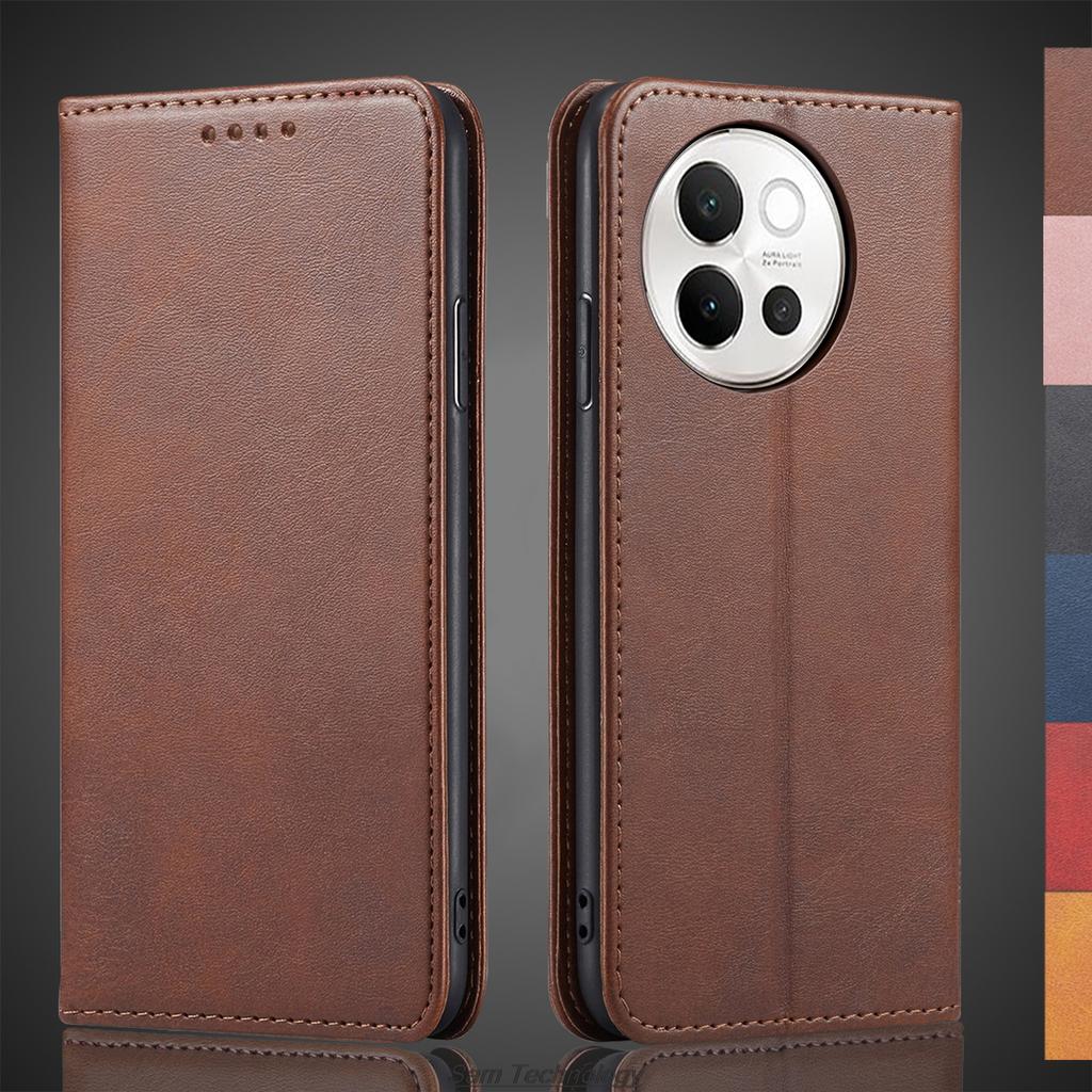 Magnetic Attraction Leather Case for Vivo V40 Lite 5G 6.78" Global Holster Flip Cover Case Wallet Phone Bags Capa Fundas Coque