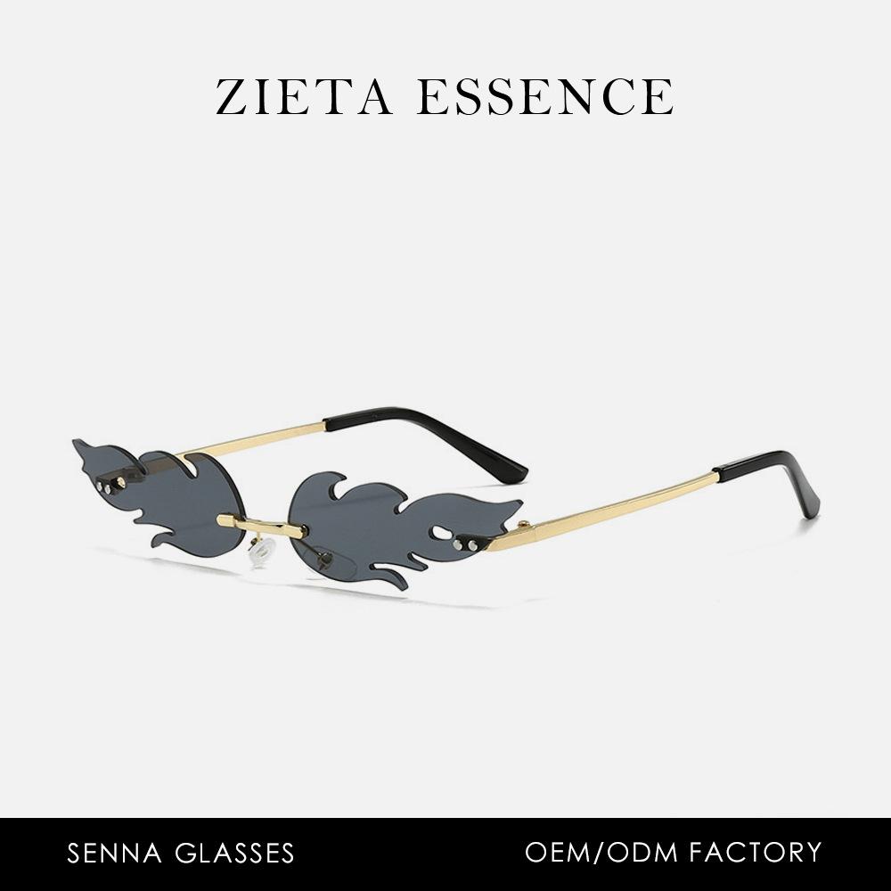Flame Frameless Sunglasses Party Sunglasses Feather Sunglasses Metal
