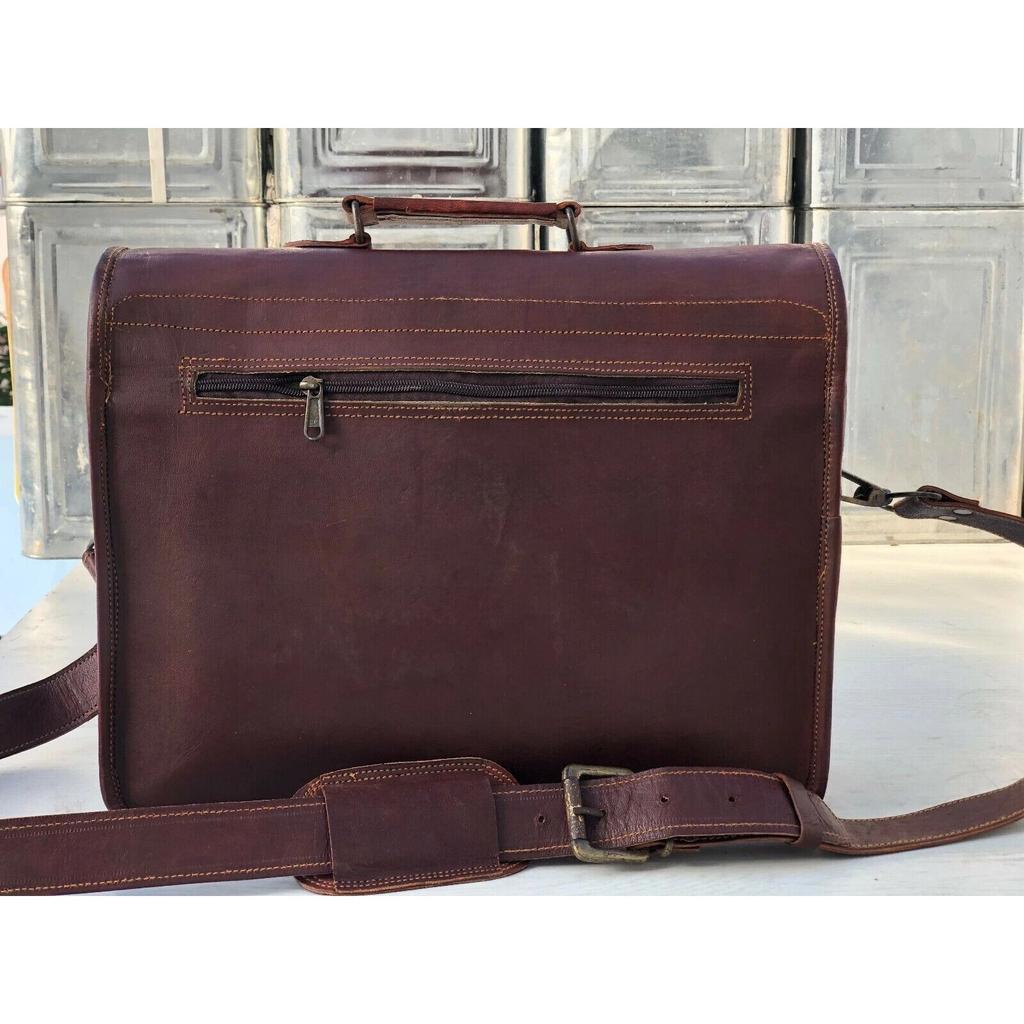 Leather Vintage Large Messenger Shoulder Laptop Bag Briefcase" Men's