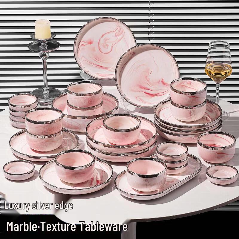 Wuve European Marble Ceramic 60-Piece Dinnerware Set