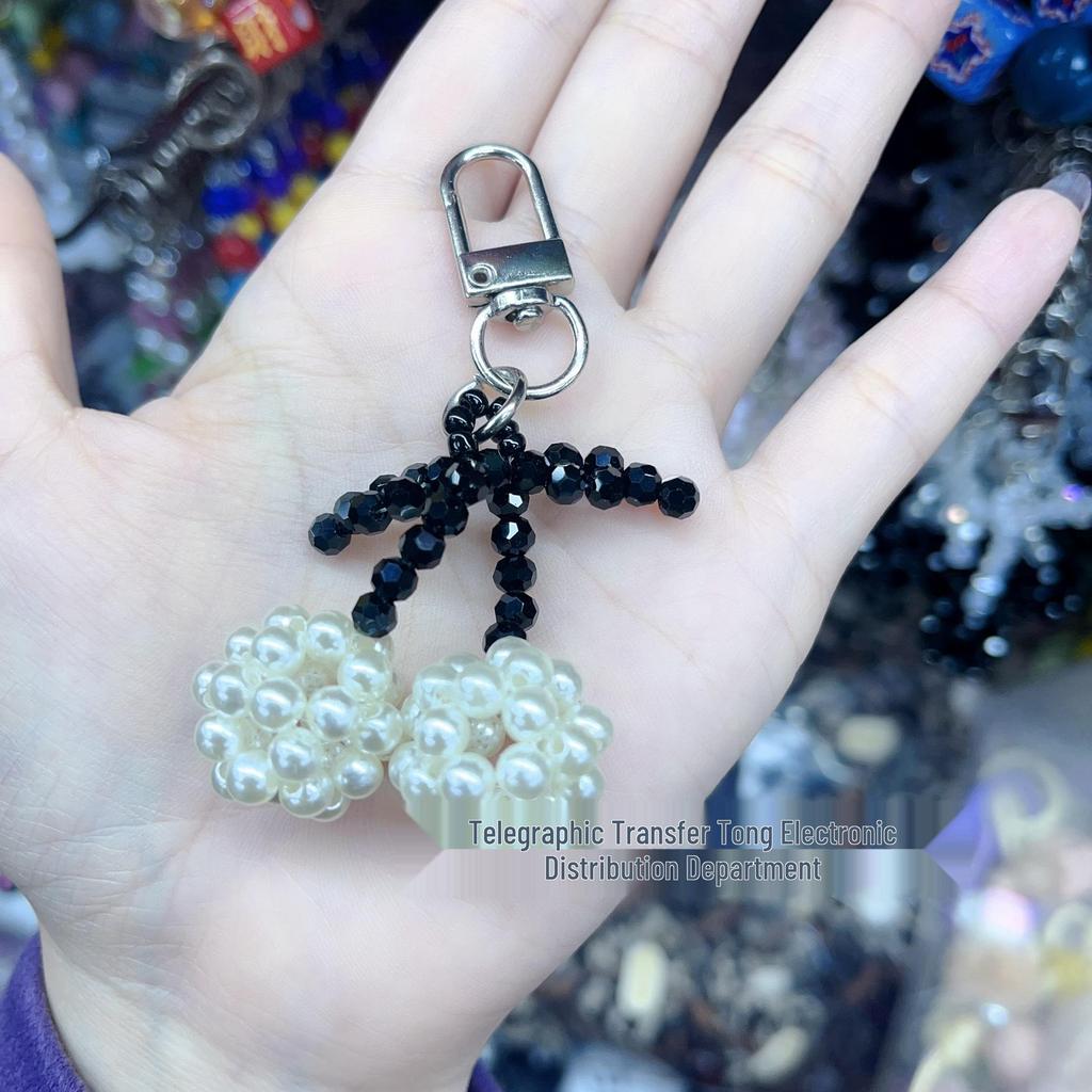 Korean Style Beaded Bow Heart Keychain & Phone Case Charm