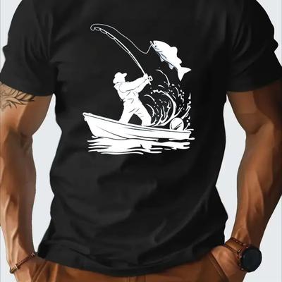 Mens Cotton Relaxed Fit TShirt Fishing Enthusiast Graphic Print Breathable Summer Tee Multiple Colors Men Clothing