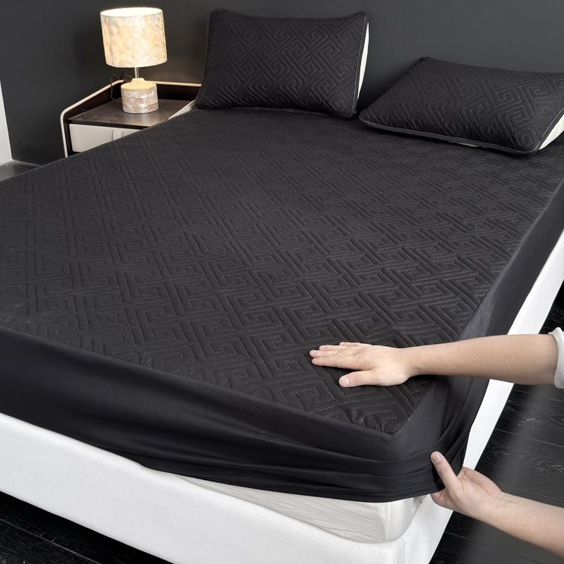 Waterproof Mattress Protector, Thick Quilted Solid Color Bed Cover with Deep Pocket,Warm Breathable Bedding for Bedroom Room Hotel, Without Pillowcase