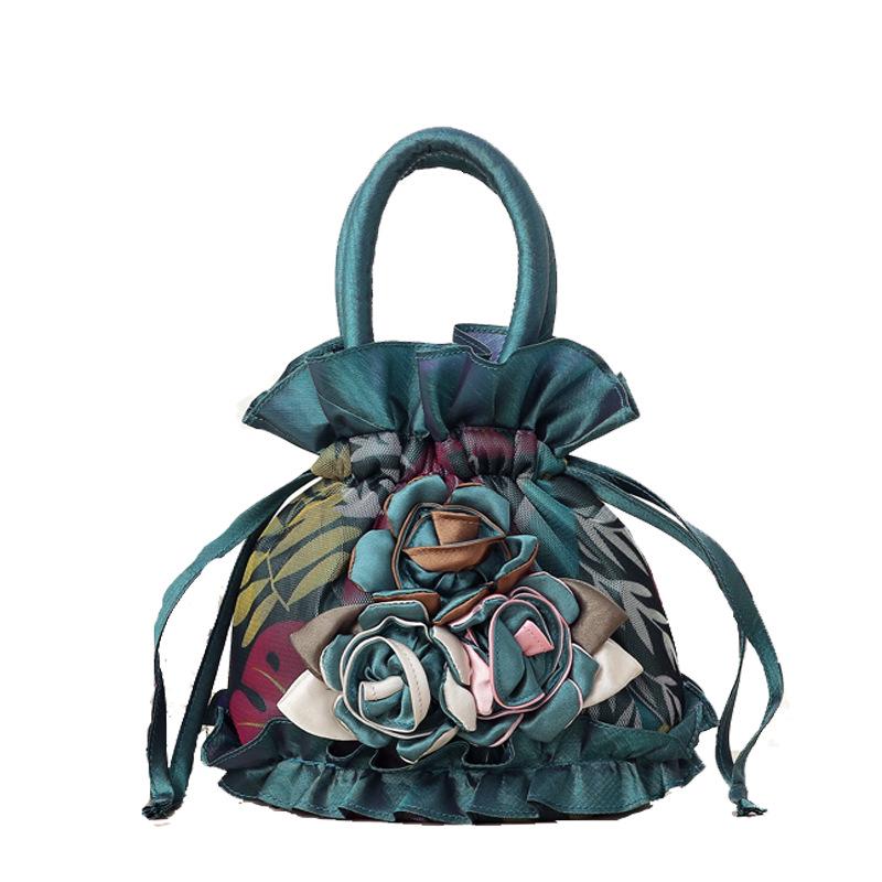 Ethnische Spitze Eimer Handtasche - Damen Koreanische Einfarbige Abendtasche