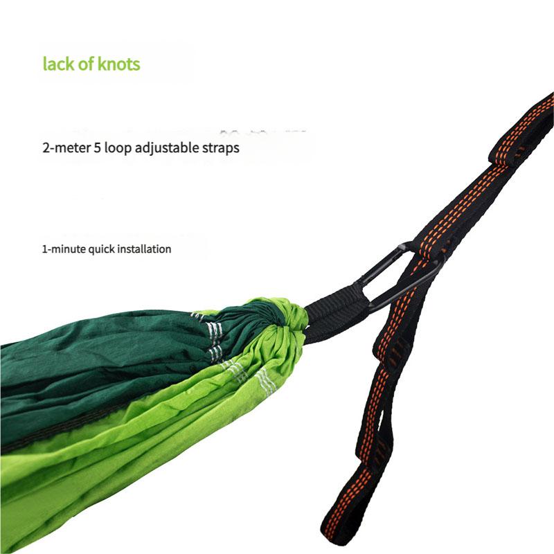 Verstellbare Gurte Tragbare Nylon-Hängematte für Einzel-/Doppel-Camping Outdoor Leicht Langlebig Hohe Kapazität Hinterhof Reise Entspannung