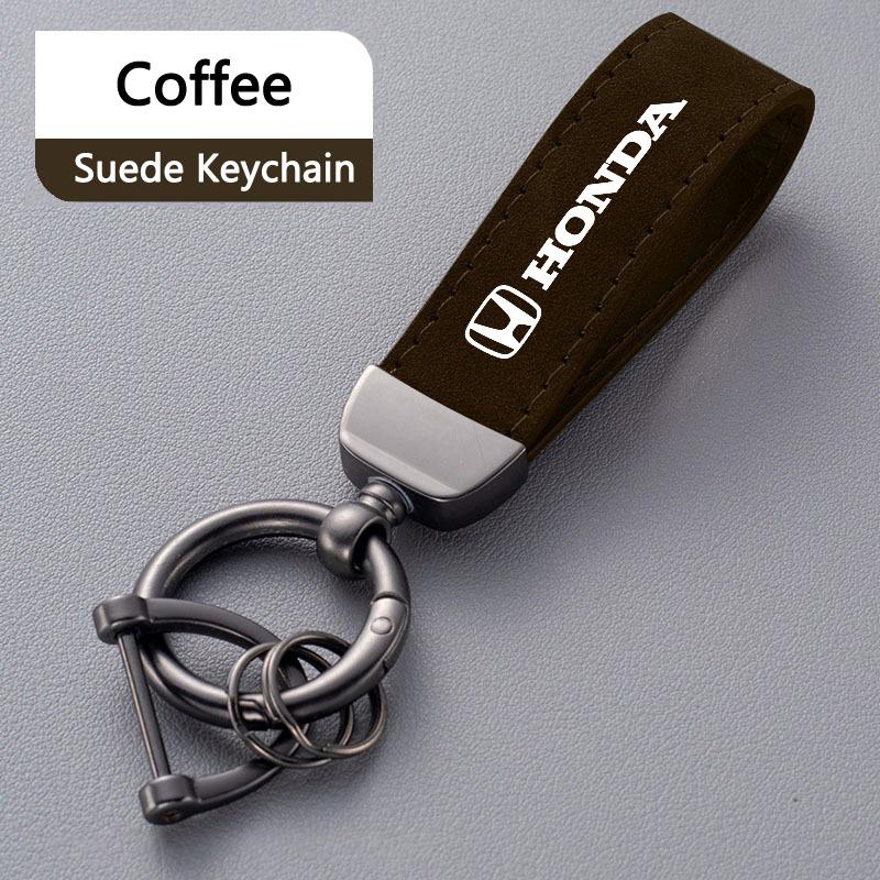 Suede Leather Car Badges Keychain Keyring Key Chain Accessories For Honda Civic FIT Accord Prelude CRV 5th City CRZ CRX Jazz HRV LK6 