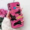 For Infinix Hot 8 Phone Case Hot 8 Lite Hot8 X650 X650C X650B X650D Elegant Floral Cat Pattern Black Silicone Soft TPU Cases