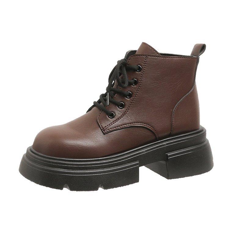 Retro thick-soled big-headed Martin boots women's 0000 autumn new fashion heightening versatile British style lace-up short boots