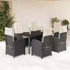 Vidaxl 7-Cz. Garden Furniture Set With Cushions, Black, Poly Rattan