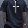 Men's Casual Summer T-shirts Round-neck Short-sleeved T-shirts And Creative Cross-shaped 3D Printed Loose And Comfortable Tops
