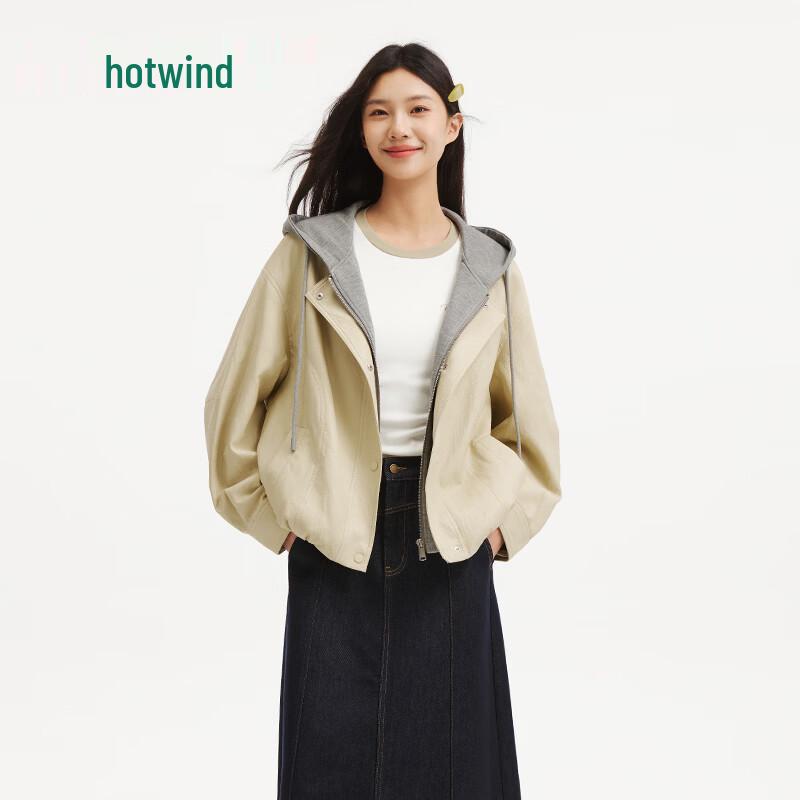 Hotwind Women's Faux Two-Piece Hooded Jacket F07W26706
