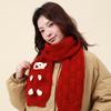 New Year's Christmas Gift Cute Bear Red Scarf Women's Winter New Warm Versatile Knitted Wool Scarf