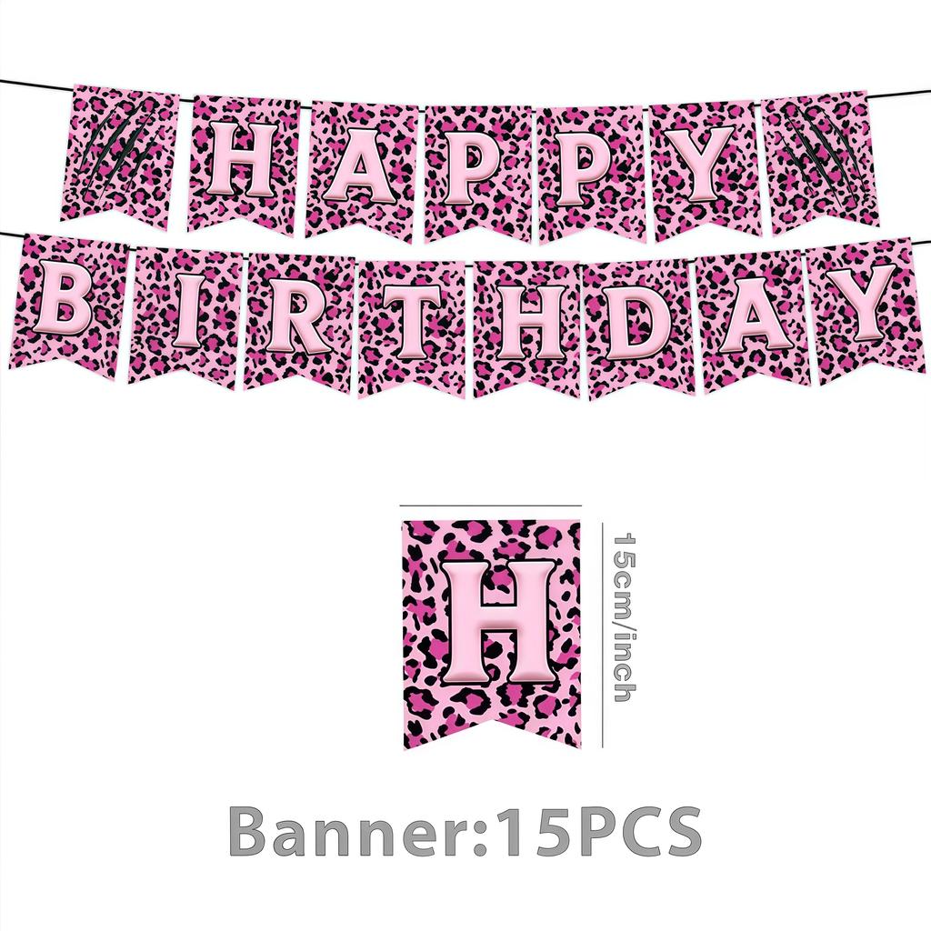 Rosa Leopard Geburtstagsparty Dekoration Tier Leopard Thema Geschirr Becher Teller Banner Ballons Geburtstagsparty Zubehör Geschenke