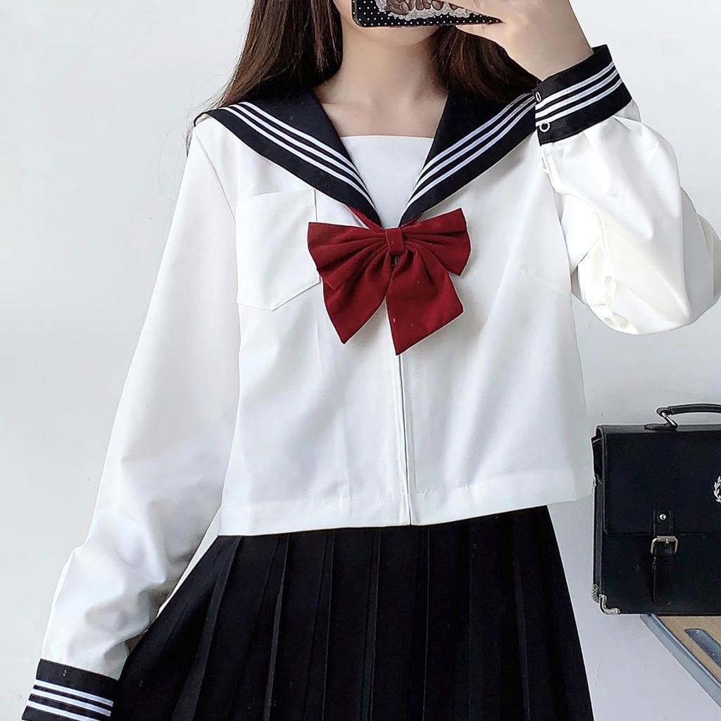 JK Cosplay Set Sailor Uniform High School Girls High School Costume [Cedar Eight] 3-Piece (Long Sleeve, M)