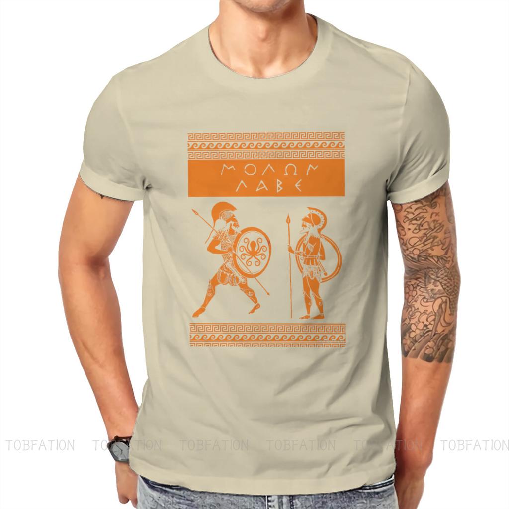 Ancient Greeks Spartan Molon Labe TShirt Men Gothic Oversized Punk Crewneck Cotton T Shirt 2020