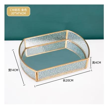Metall Spiegel Transparent Glas Tablett Rund Kosmetik Aufbewahrungsbox Speisekammer Schreibtisch Finishing Hochzeitsdekoration Party