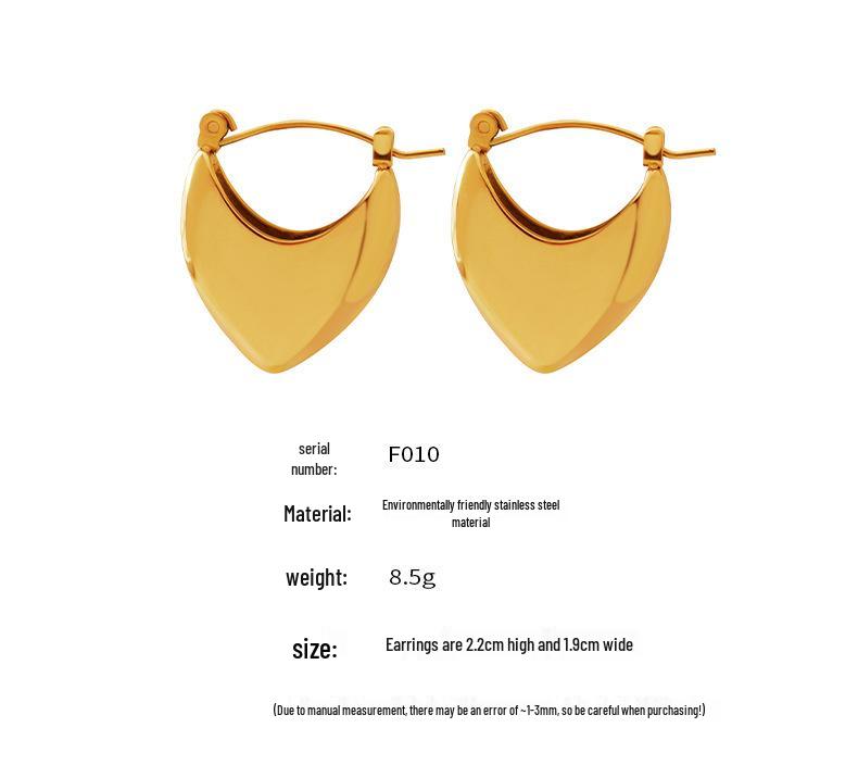 Glossy Stainless Steel Heart Dangle Earrings - Simple, Fashionable, Exquisite Women's Ear Studs