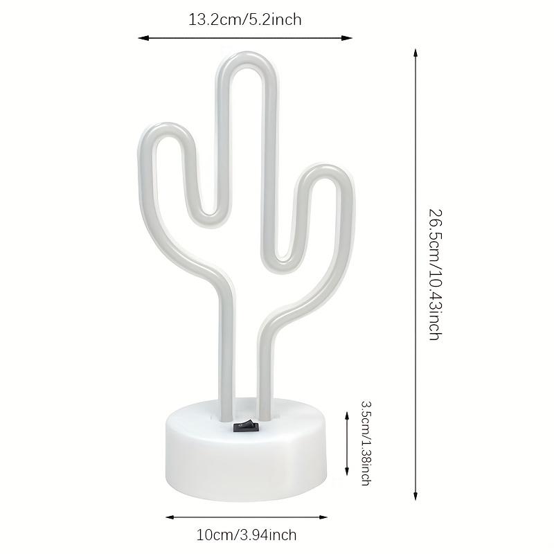 LED Cactus Neon Sign with Base - USB and Battery Powered Night Light, Bedroom Living Room Bedside Desk Light USB Gadget