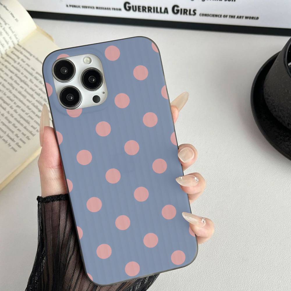 Simple Black White Polka Dot Corrugated Pattern For iPhone 17 16 15 14 13 12 11 16 Pro Max Plus Pro Non-slip Phone Cover