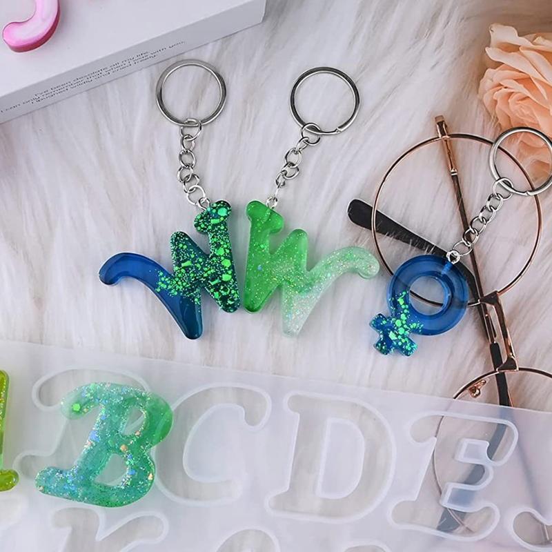 Silicone Alphabet Resin Molds Kit Letter Silicone Mold Epoxy Resin Casting Mold Keychain Making Set Keychain Supplies