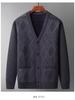 Men's V-Neck Knit Cardigan Sweater: Autumn-Winter Plus Velvet, Thickened, Loose Fit for Middle-aged & Elderly
