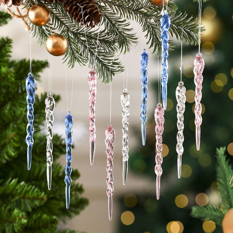 New Transparent Ice Lolly Pendants for Christmas Festival Supplies, Christmas Tree Decorations, Snowflake Pendants, Tree Ornaments