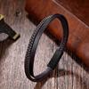 Minimalist Leather Cord Bracelet Men Stainless Steel Geometric Bangle Couple Jewelry Gift