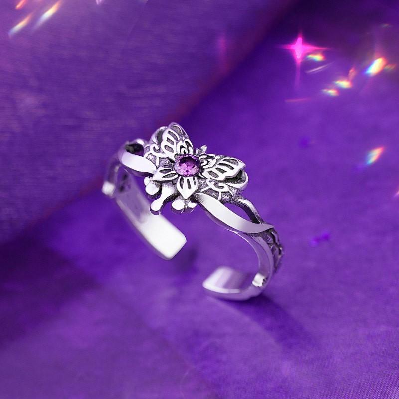 Adjustable Vintage Style Plated Ring With Butterfly Motif Inspired By Anime Character Tian Du Nu