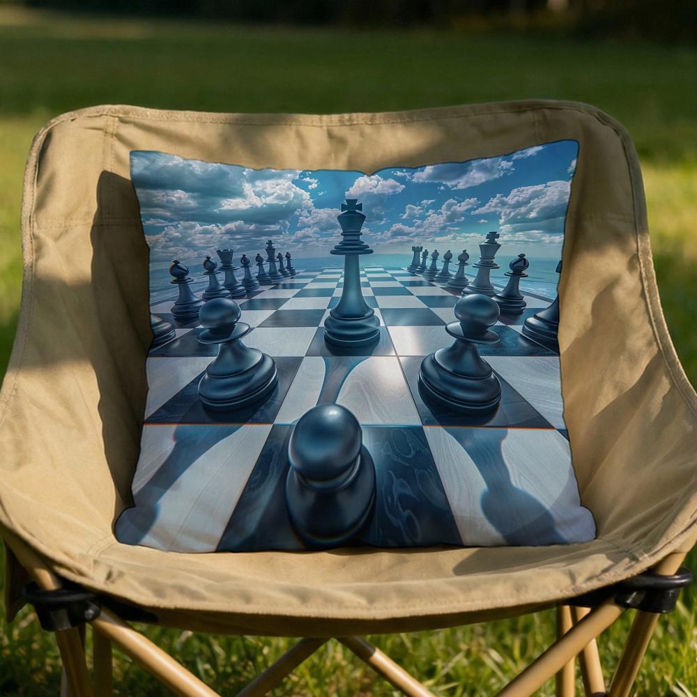 Classic Chess Cushion Cover Soft Reversible  Durable Pillow Cover  MultiScene Use for Home  Car Daily Comfort