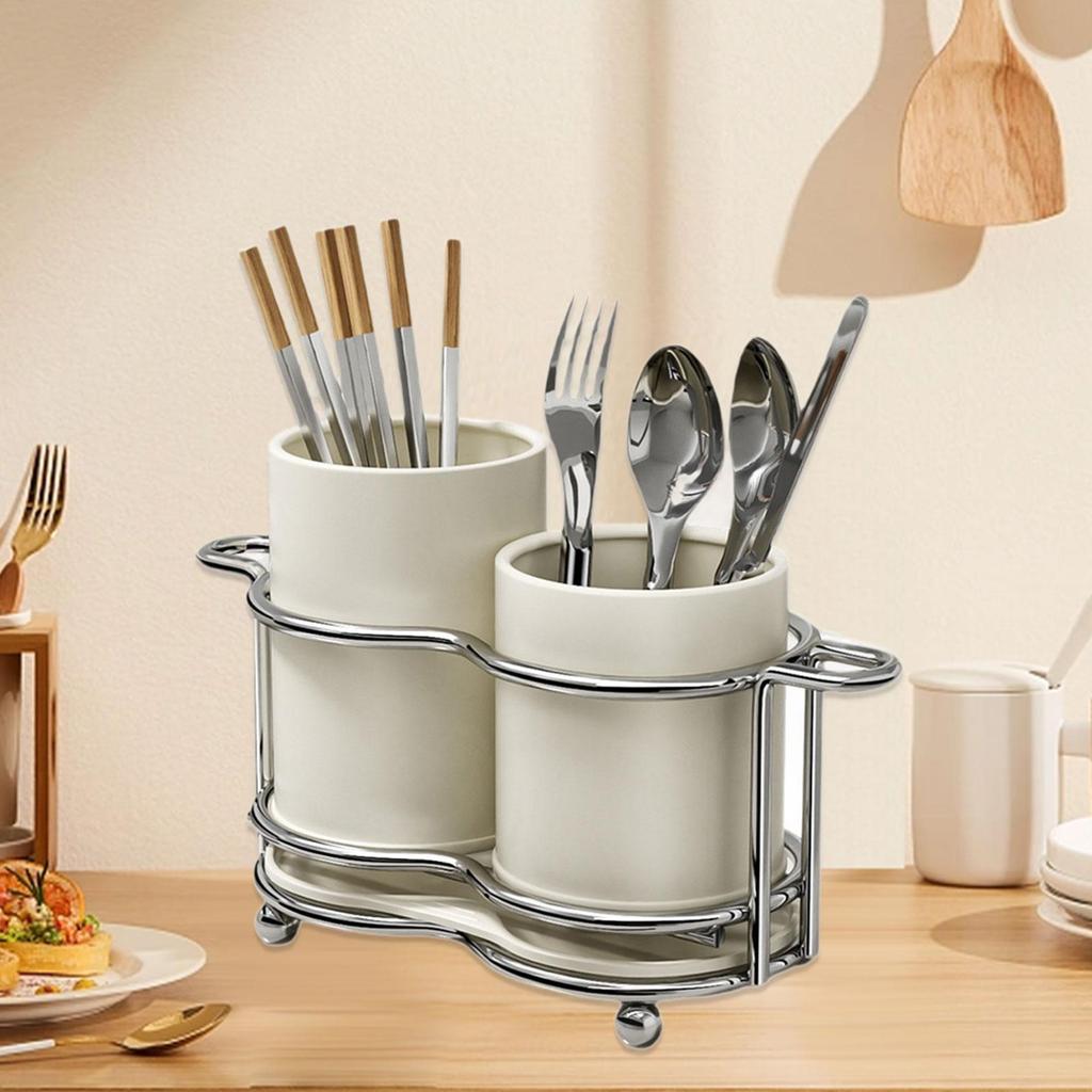 Utensil Holder Cutlery Holder Metal Stable Base Organizer Silverware Rack for