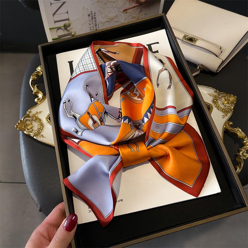 French Polka Dot Silk Scarf Headband Neckerchief Foulard Female Hair Scarfs Neck Tie Lady Skinny Scarves Soft Satin
